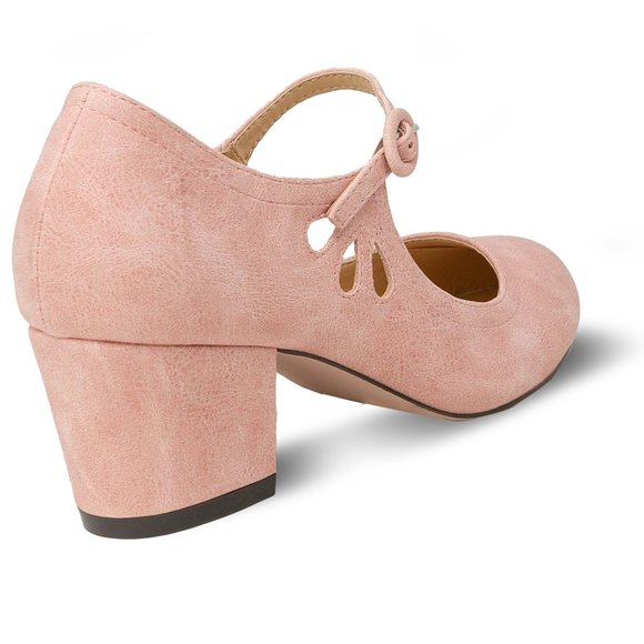 Chase & Chloe Minny-21 Women's Round Toe Pierced Mid Heel Mary Jane Styl… - Picture 3 of 4